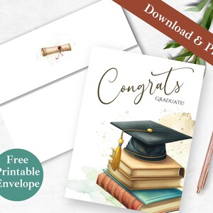 Cartão e envelope imprimíveis dos parabéns da graduação | BAIXAR PDF INSTANTÂNEO | Modelo de cartão digital graduado orgulhoso dos parabéns de <br> Crie Seu Próprio Produto!