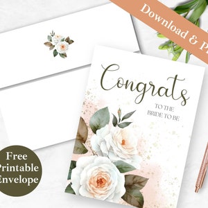 Karte für Braut Hochzeit Druckbare Grußkarte und Umschlag SOFORTIGER DOWNLOAD PDF Verlobungskarte Brautparty Digitale Kartenvorlage für Frau