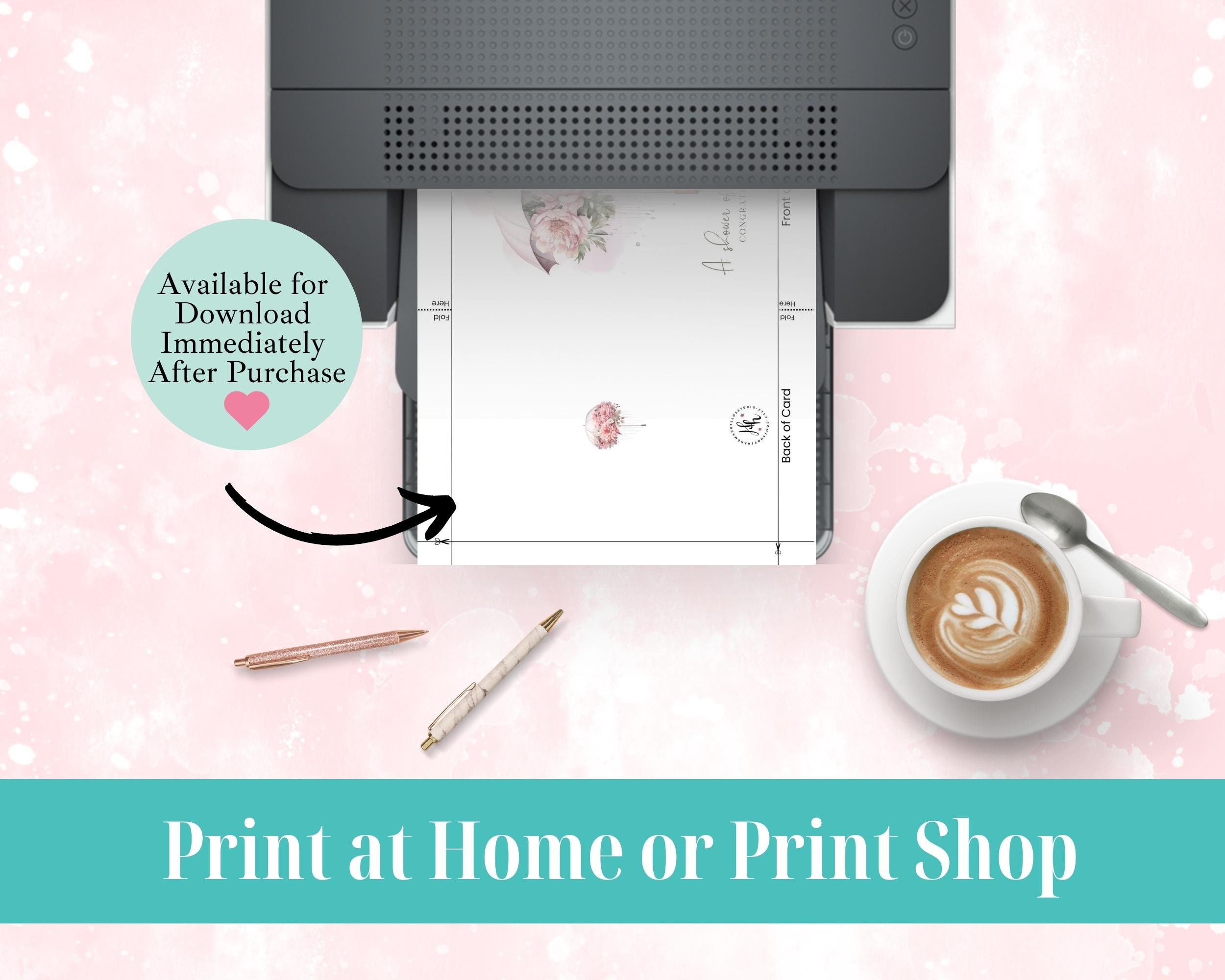 Printable Bridal Shower Greeting Card With Envelope INSTANT DOWNLOAD ...