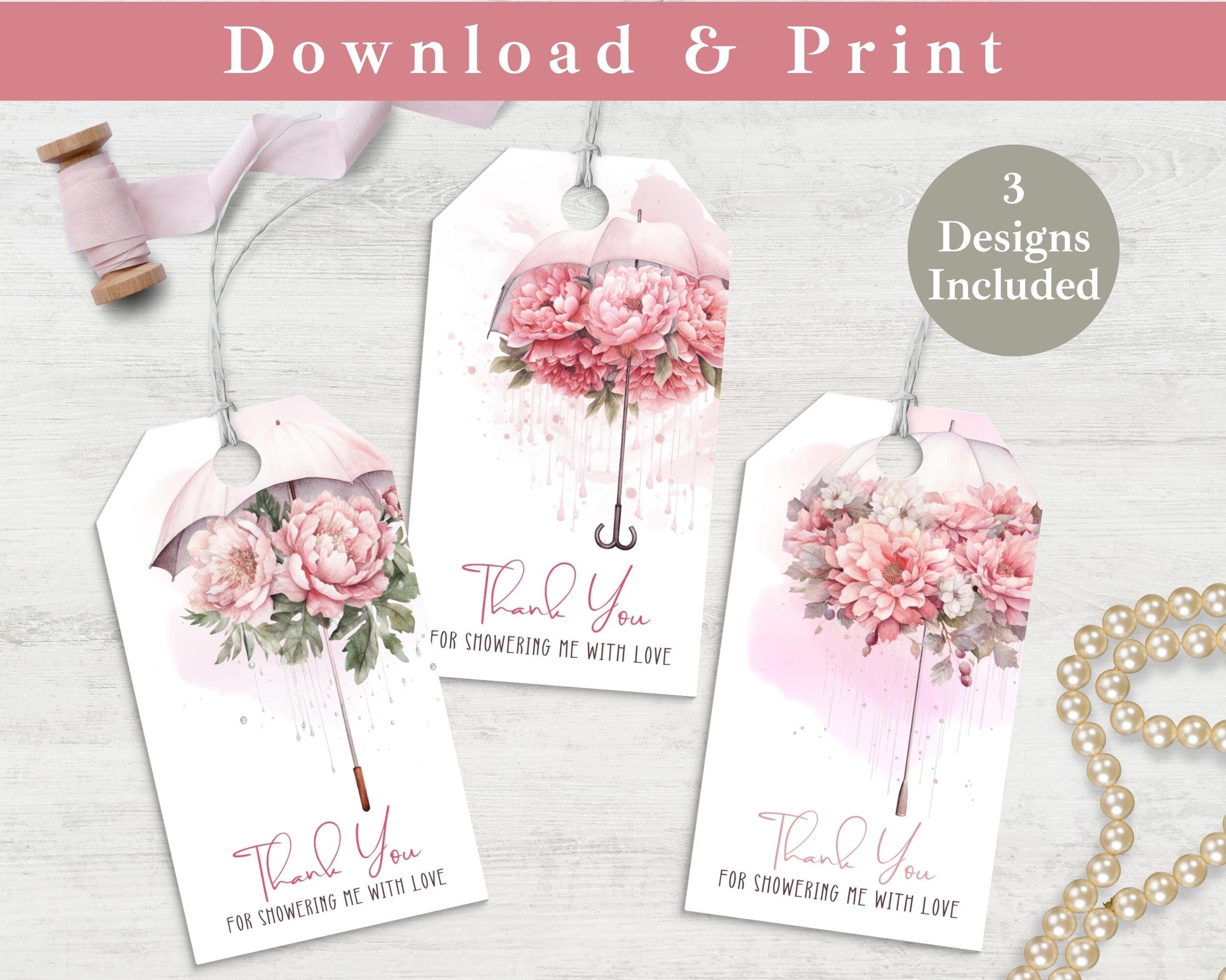Printable Bridal Shower Favor Tag, Pink Bridal Shower Gift Tag INSTANT ...