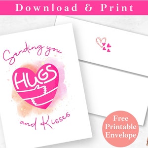 Pet Loss Printable Greeting Card with Envelope INSTANT DOWNLOAD PDF Thinking of You Card Sending Hugs Your Way Digital Card Template Grief