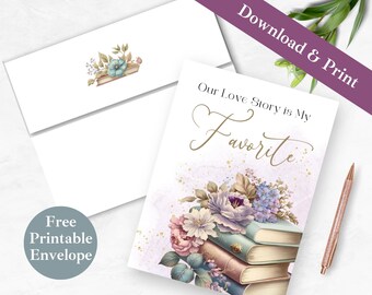 I Love You Printable Greeting Card and Envelope | INSTANT DOWNLOAD PDF | Favorite Love Story, Anniversary Digital Card Template for Wife |