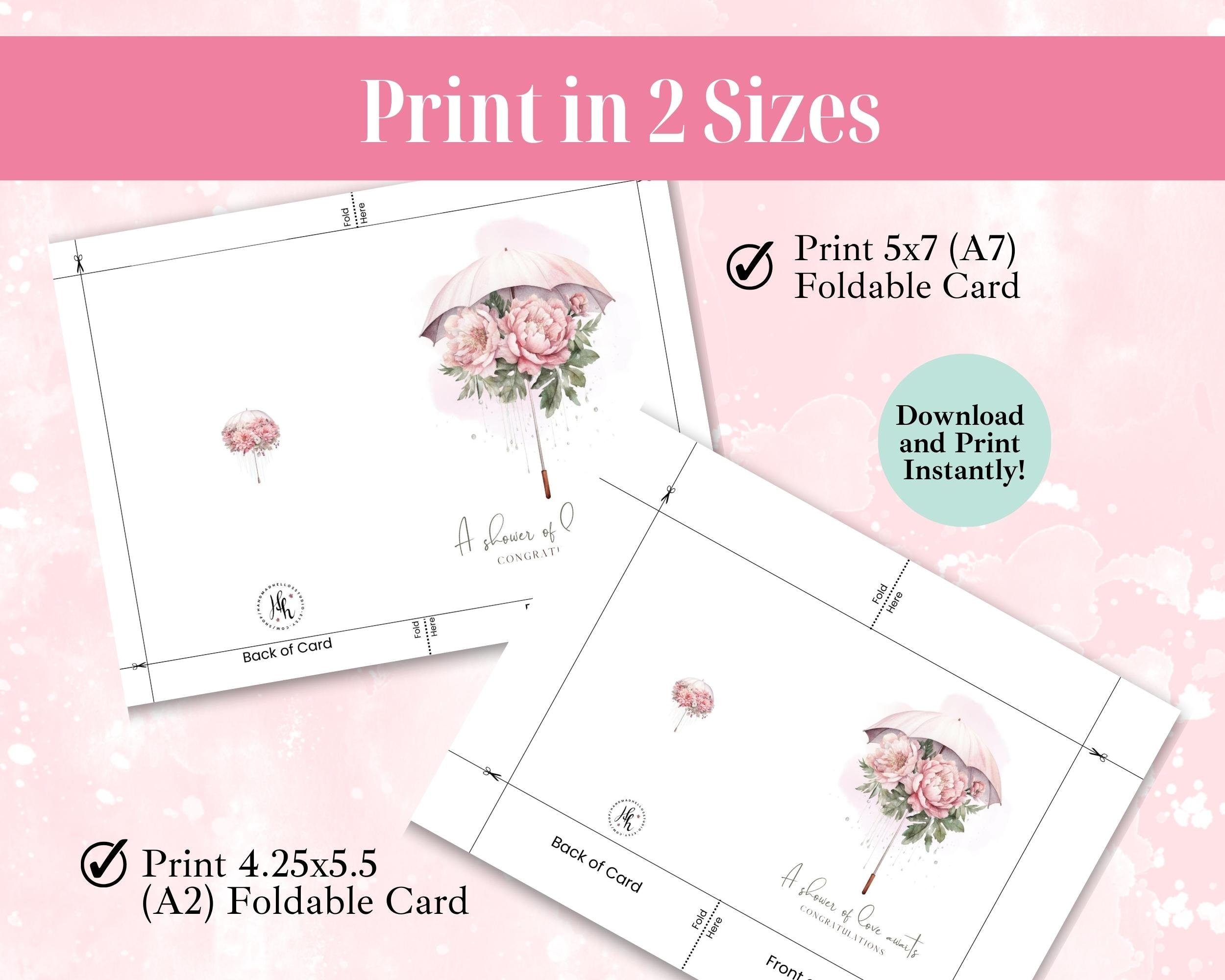 Printable Bridal Shower Greeting Card With Envelope INSTANT DOWNLOAD ...