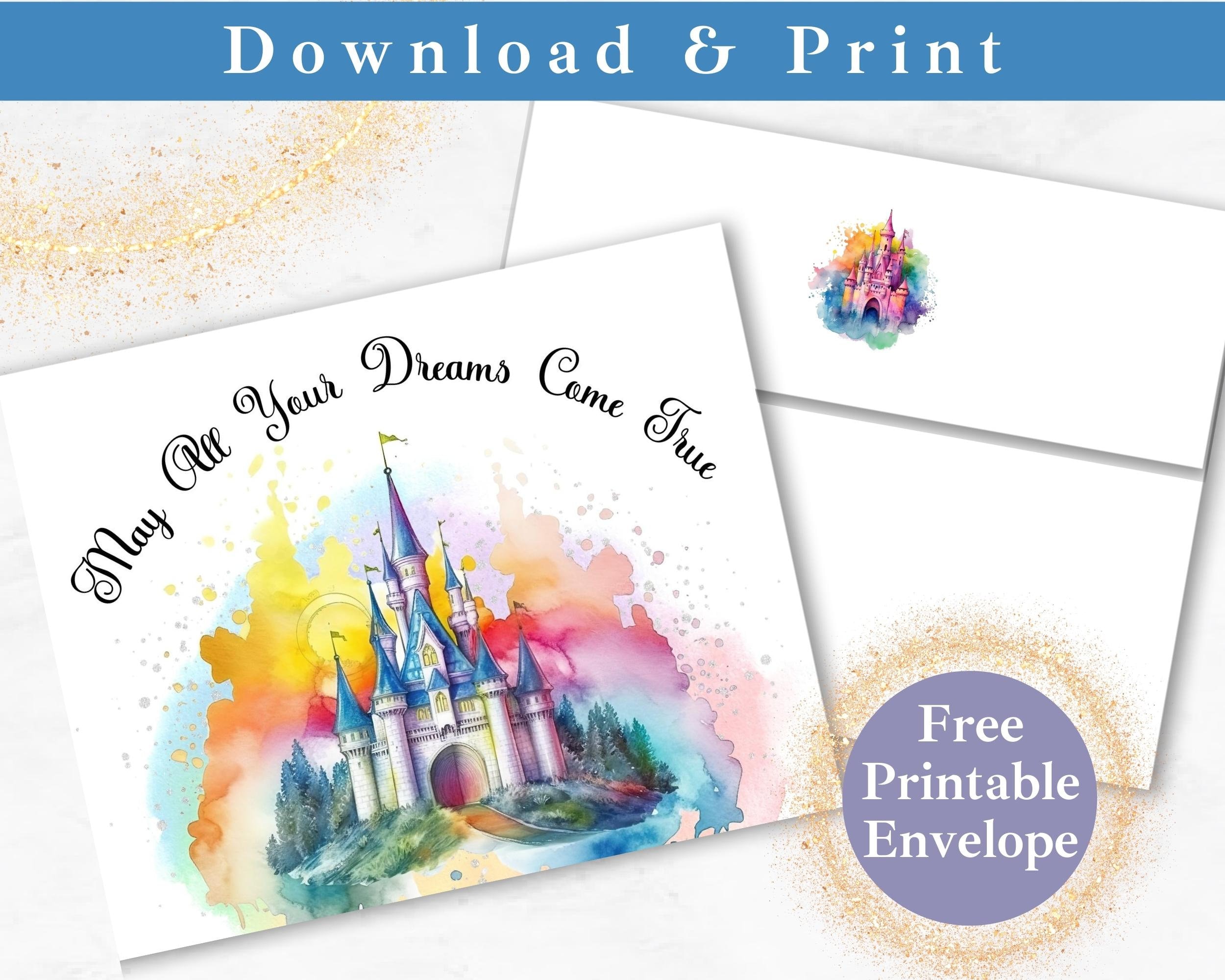 Magical Kingdom Printable Birthday Greeting Card With Envelope INSTANT ...