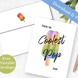 Il miglior biglietto pop di sempre per la festa del papà Biglietto d'auguri stampabile e busta / DOWNLOAD IMMEDIATO PDF / Modello di biglietto digitale papà nonno da bambino