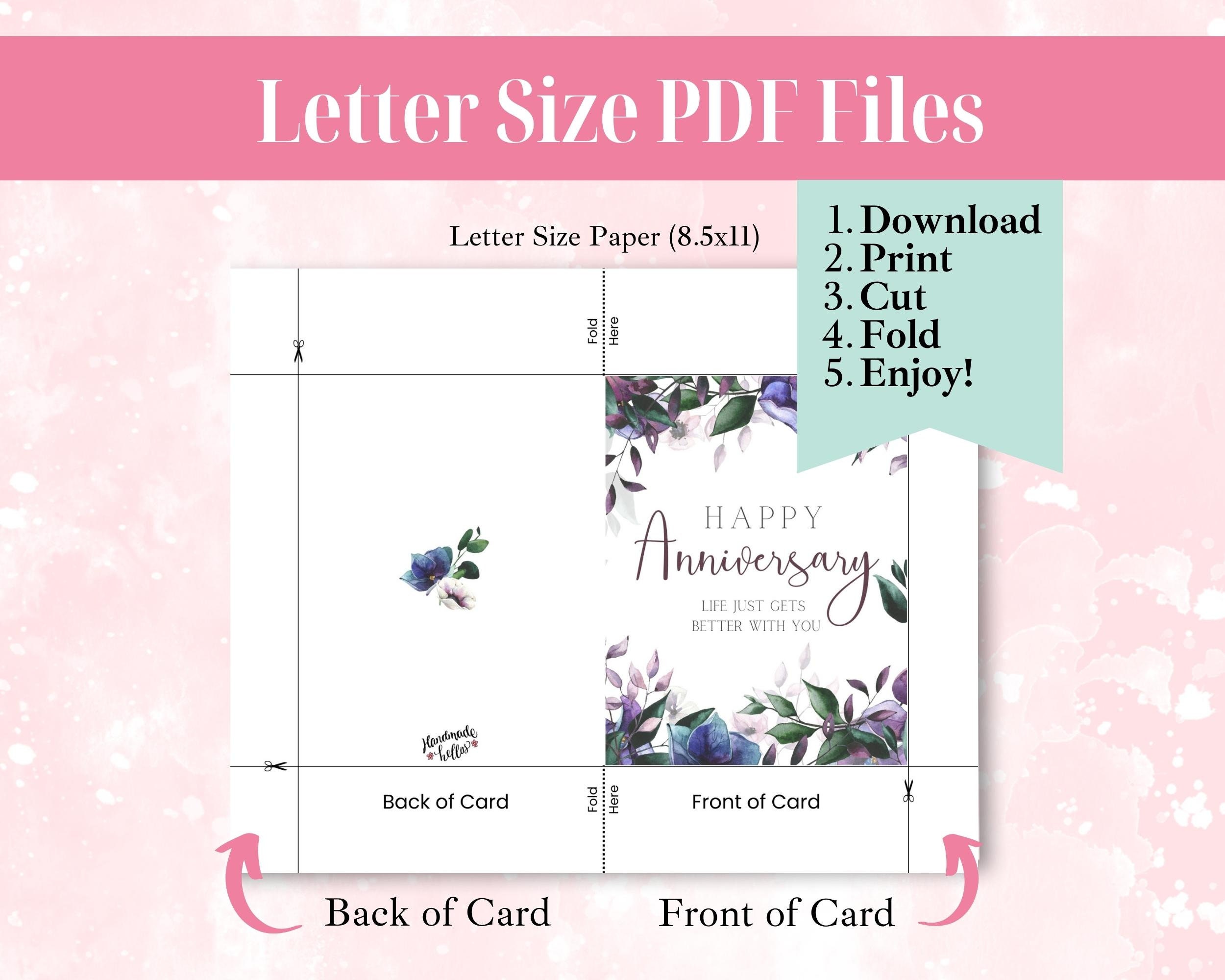 Anniversary Printable Greeting Card and Envelope for Wife INSTANT ...