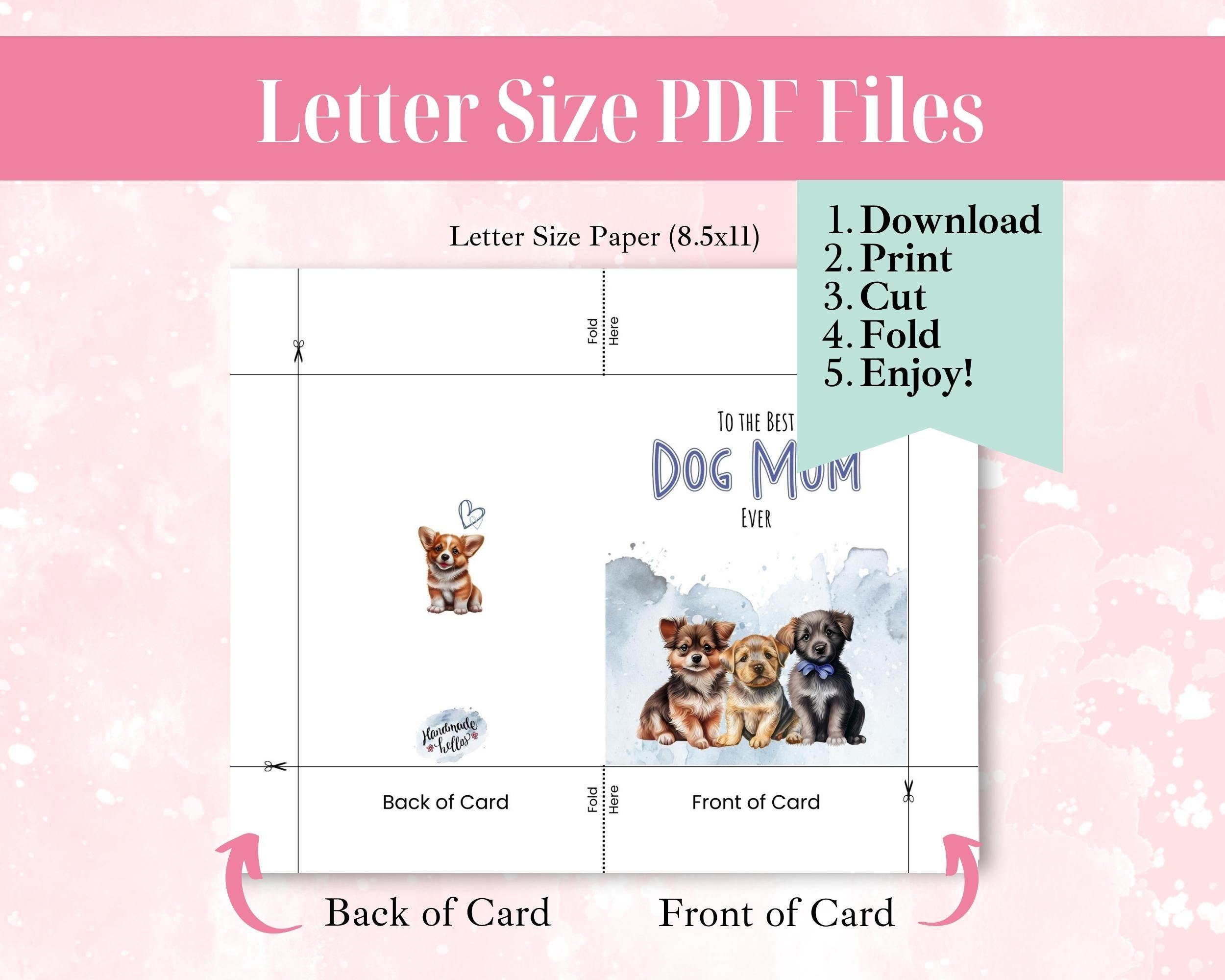 Mothers Day Card From Dog, Printable Greeting Card and Envelope for Dog ...
