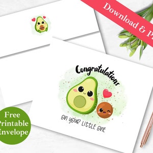 Neue Baby Karte Druckbare Grußkarte und Umschlag SOFORTIGER DOWNLOAD Herzlichen Glückwunsch Neue Mutter Digitale Kartenvorlage Schwangerschaft Baby Shower Card