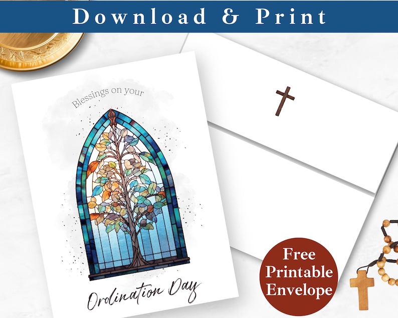 Printable Ordination Greeting Card With Envelope INSTANT DOWNLOAD PDF ...