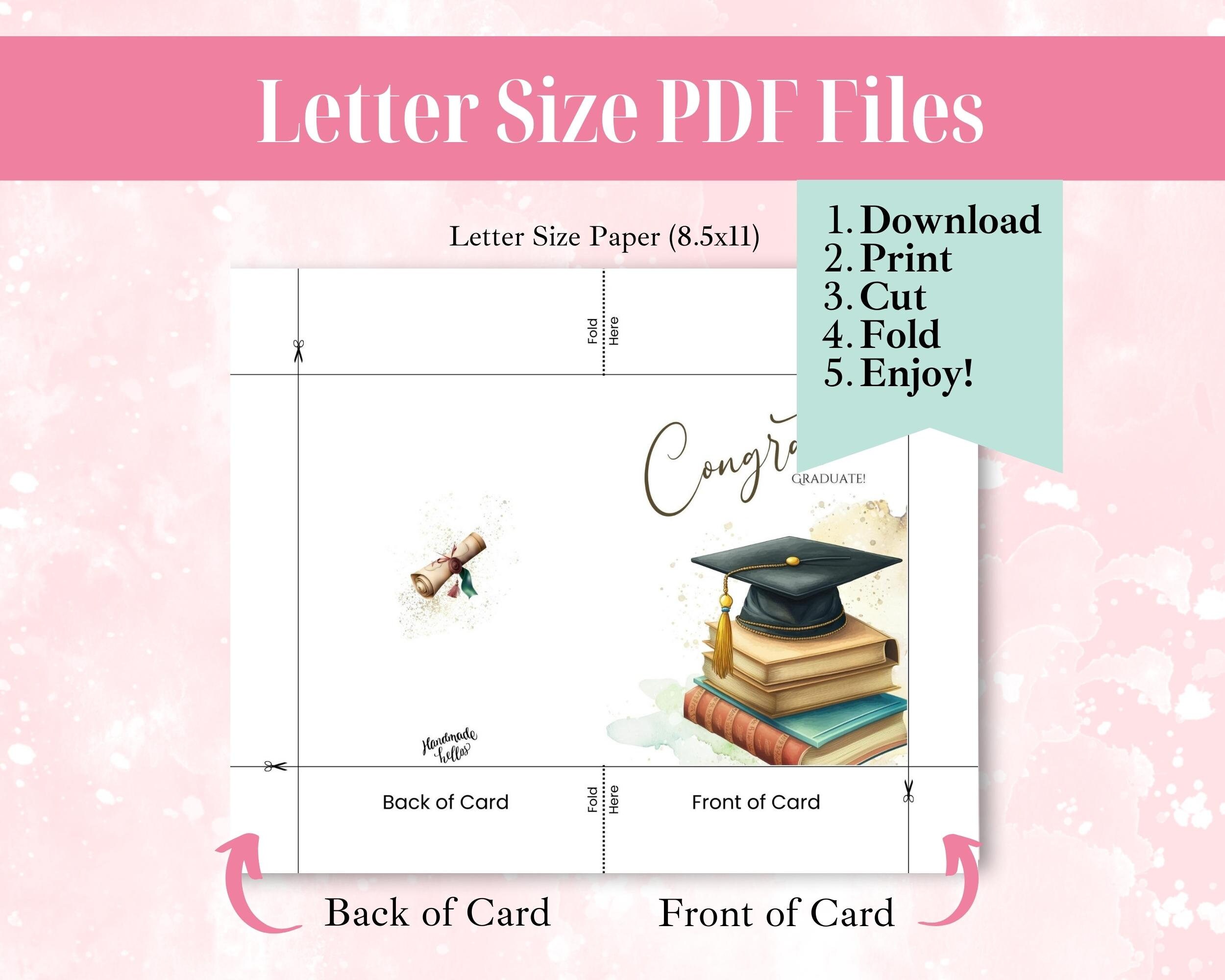 Graduation Congratulations Printable Greeting Card and Envelope ...