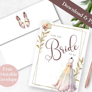Braut zur Hochzeit druckbare Grußkarte und Umschlag | SOFORTIGER DOWNLOAD PDF | Verlobung Brautparty Digitale Kartenvorlage für Frau |