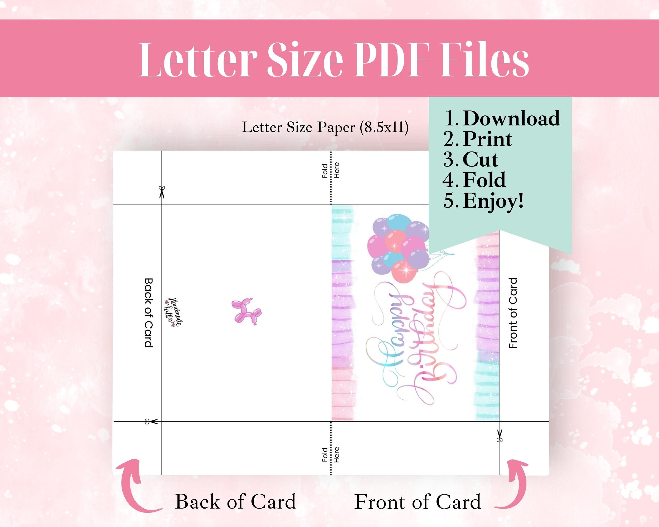 Happy Birthday Printable Greeting Card and Envelope for a Girl INSTANT ...