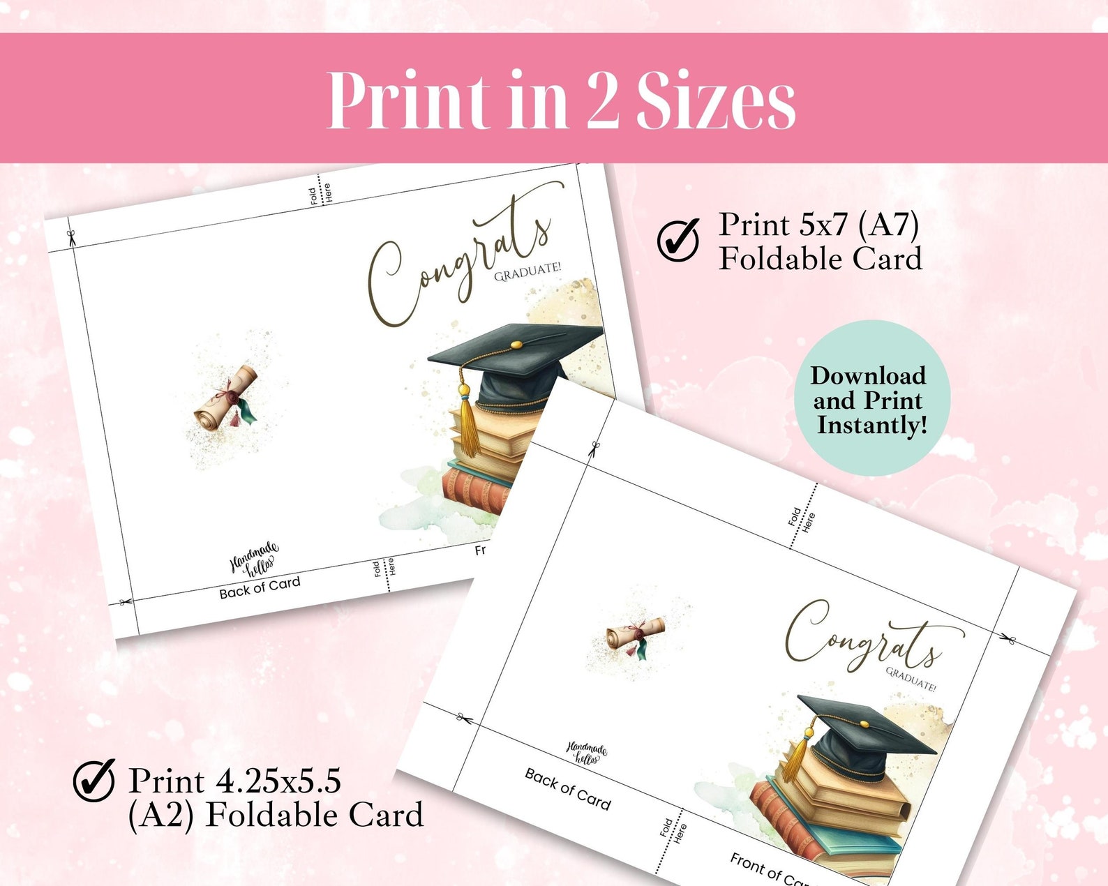 Graduation Congratulations Printable Greeting Card and Envelope ...