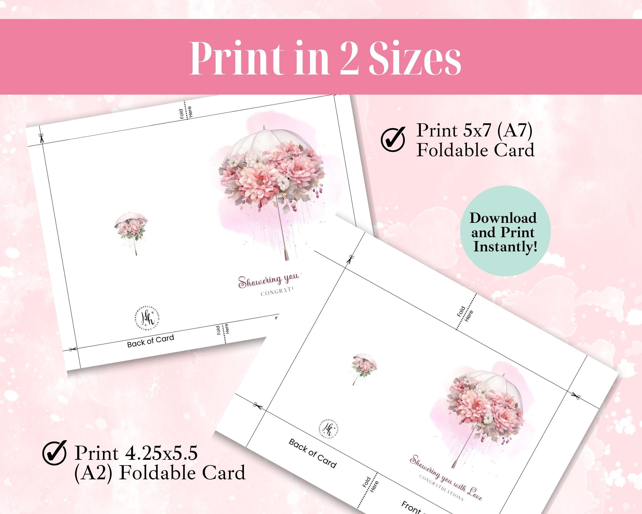 Printable Bridal Shower Greeting Card With Envelope INSTANT - Etsy