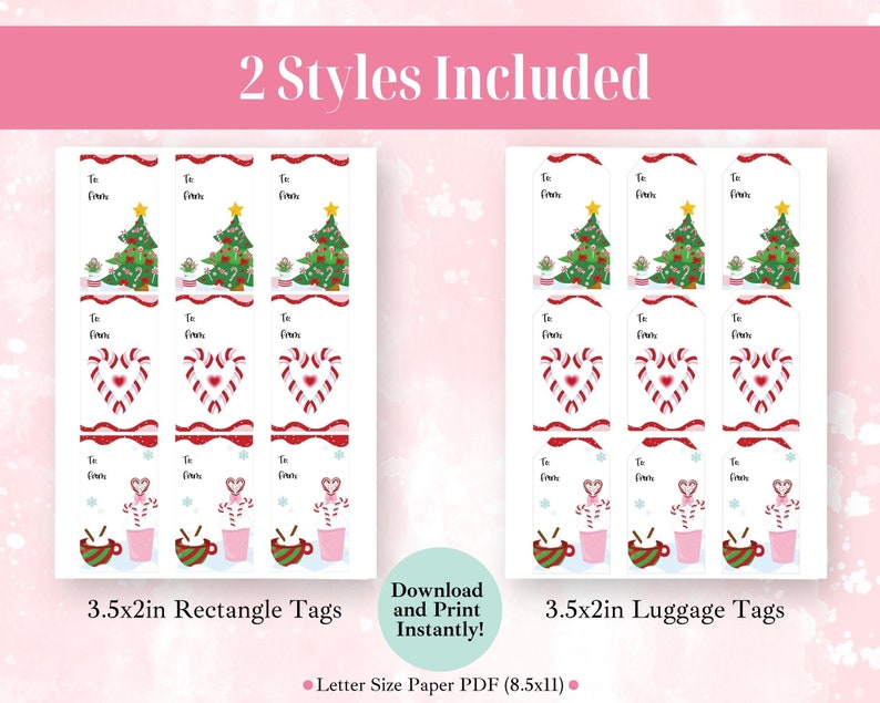 Candy Cane Gift Tags Printable, Printable Christmas Gift Tags INSTANT ...
