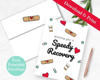 Printable Greeting Card Surgery Recovery and Envelope | INSTANT DOWNLOAD PDF | Get Well Soon, Cancer Encouragement Digital Card Template |