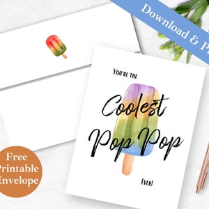 Beste Pop Pop Ever Vatertagskarte Druckbare Grußkarte und Umschlag SOFORTIGER DOWNLOAD PDF Papa Opa Digitale Kartenvorlage von Child