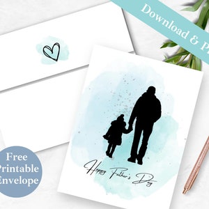 Fathers Day Card from Daughter | Printable Greeting Card and Envelope | INSTANT DOWNLOAD PDF | Silhouette Digital Card Template for Dad |