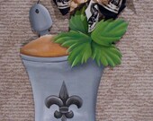 Mint Julep Cup Hand Painted Wooden Door Hanger with Fleur de Lis adornment Door Hanger Derby Wreath Kentucky Derby Wreath