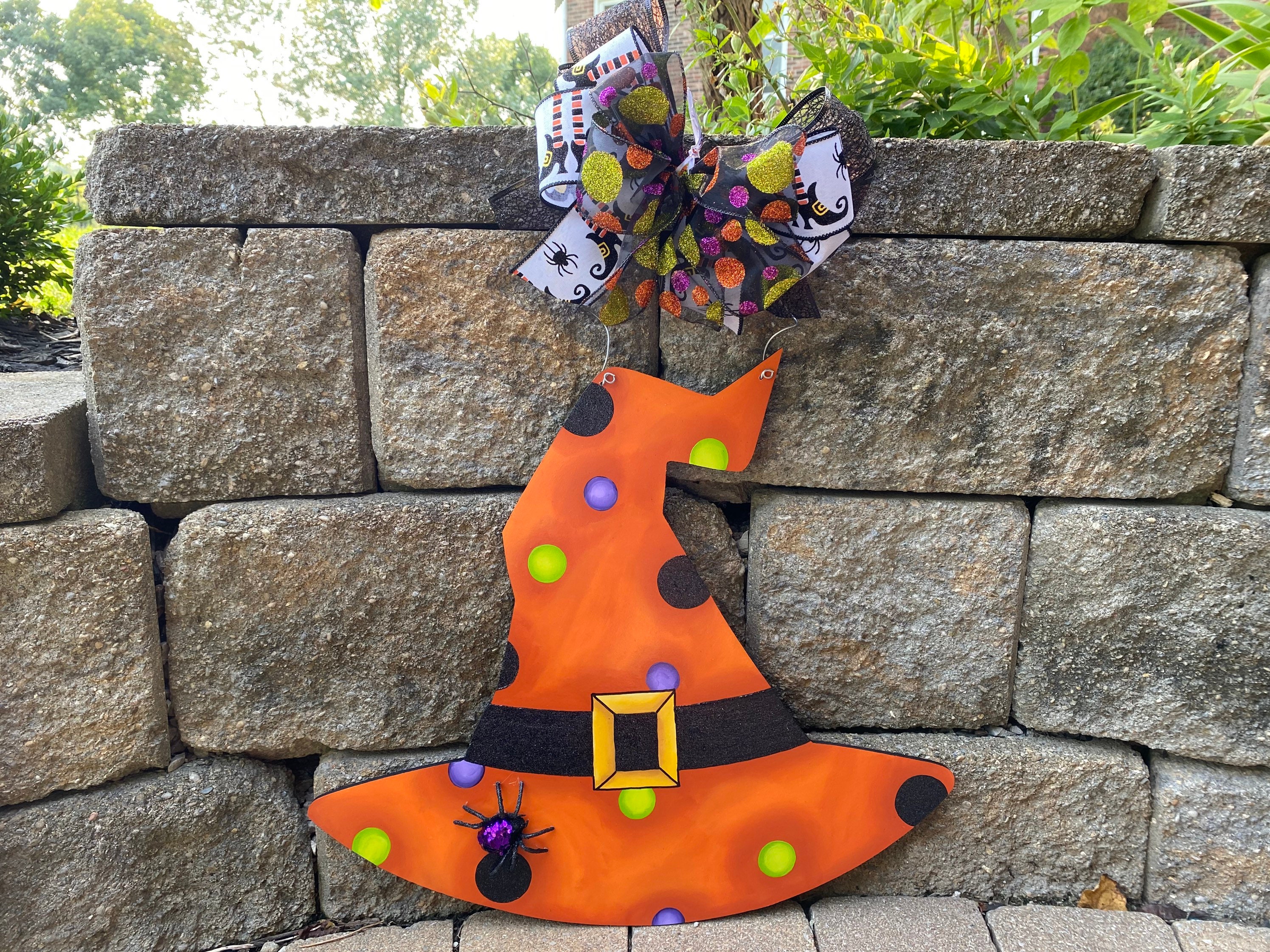 Witch Hat Door Hanger Whimsical Witch Hat Wreath Halloween Door and ...