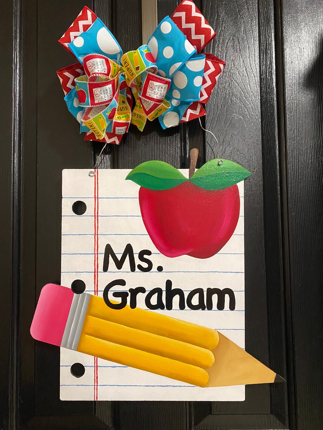Teacher Door Hanger Personalized Door Hanger Classroom Teacher Wreath ...