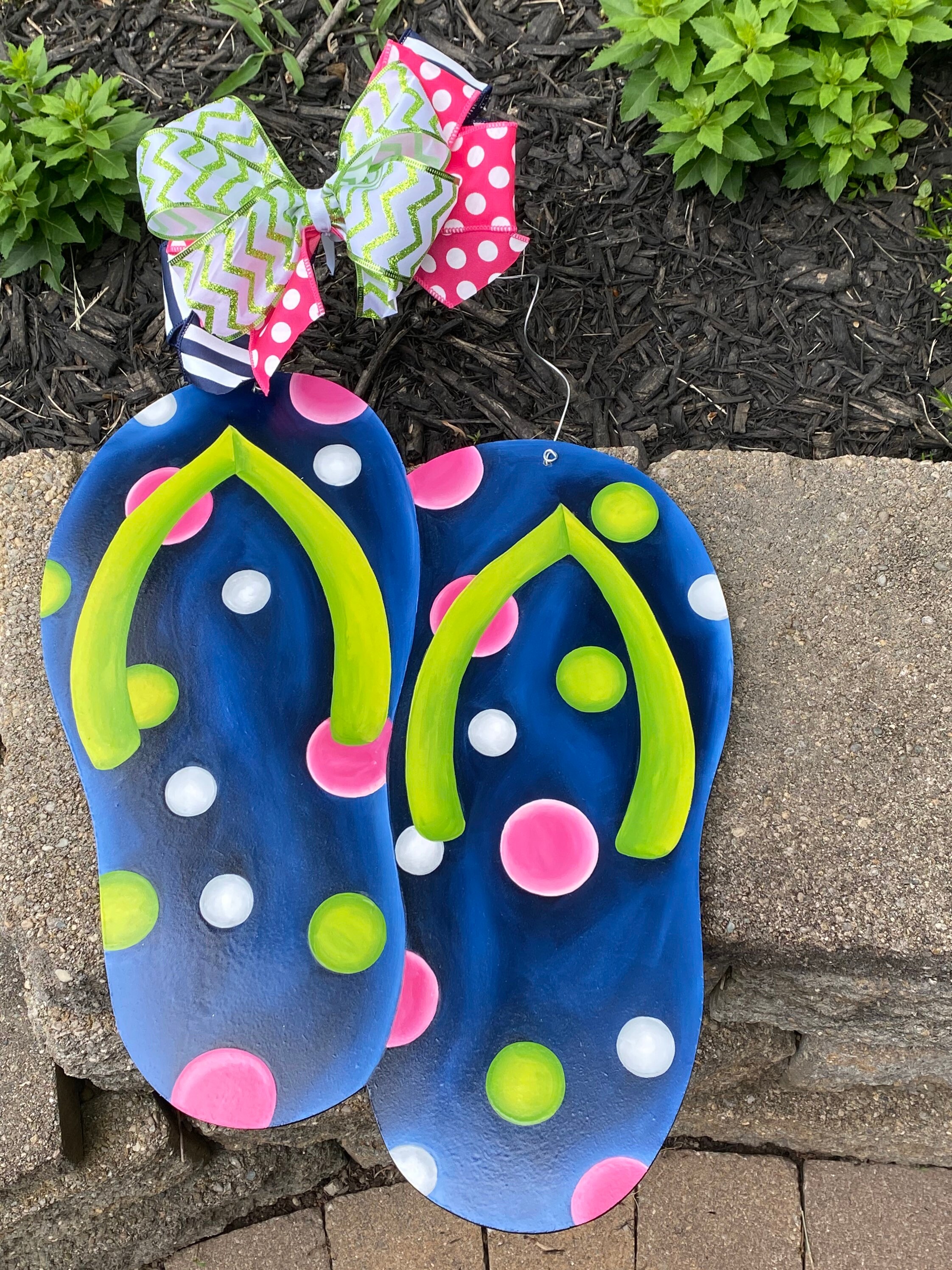 Flip Flop Summer Door Hanger Flip Flop Summer Wreath Hand Painted ...