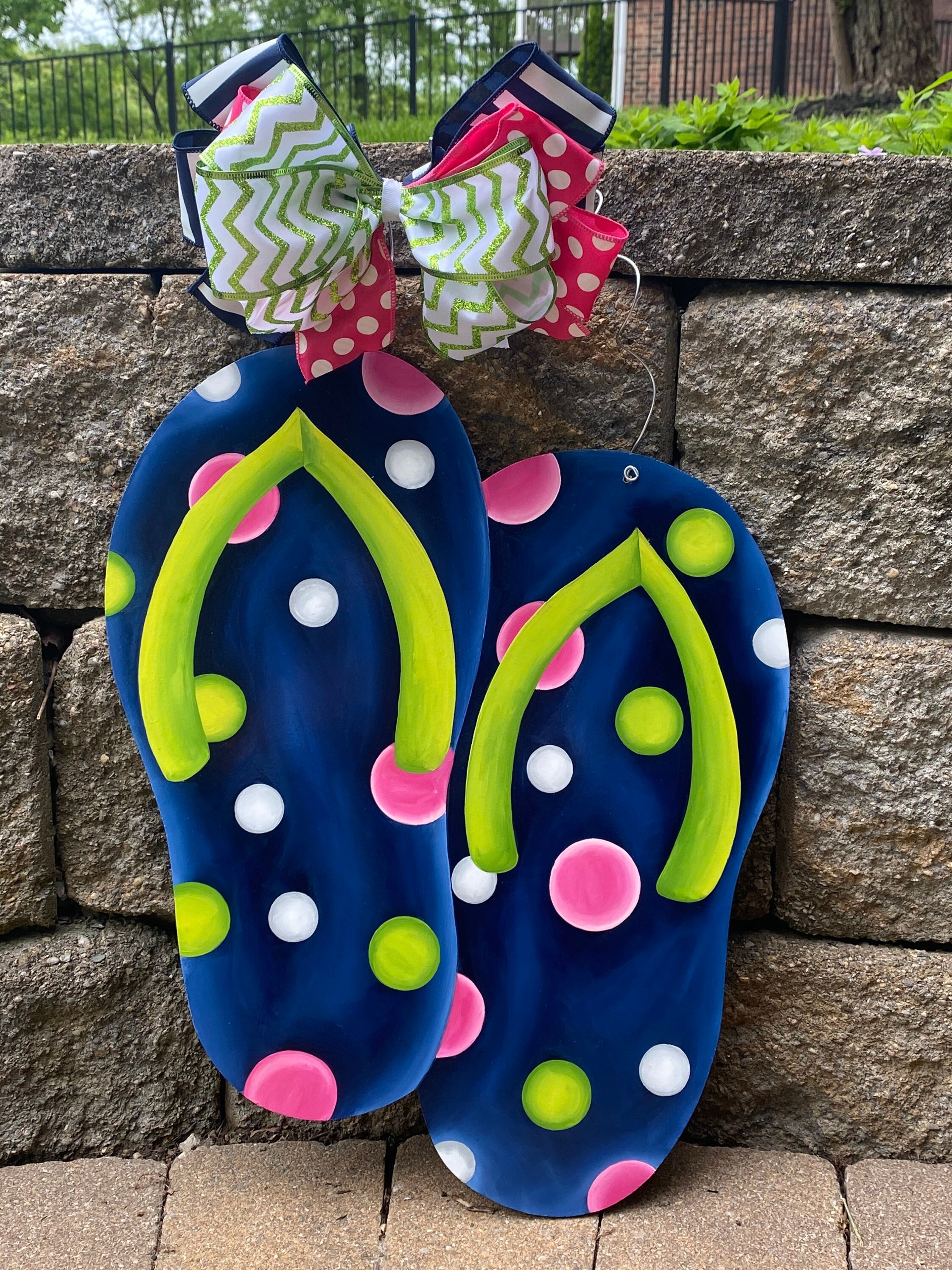 Flip Flop Summer Door Hanger Flip Flop Summer Wreath Hand Painted ...