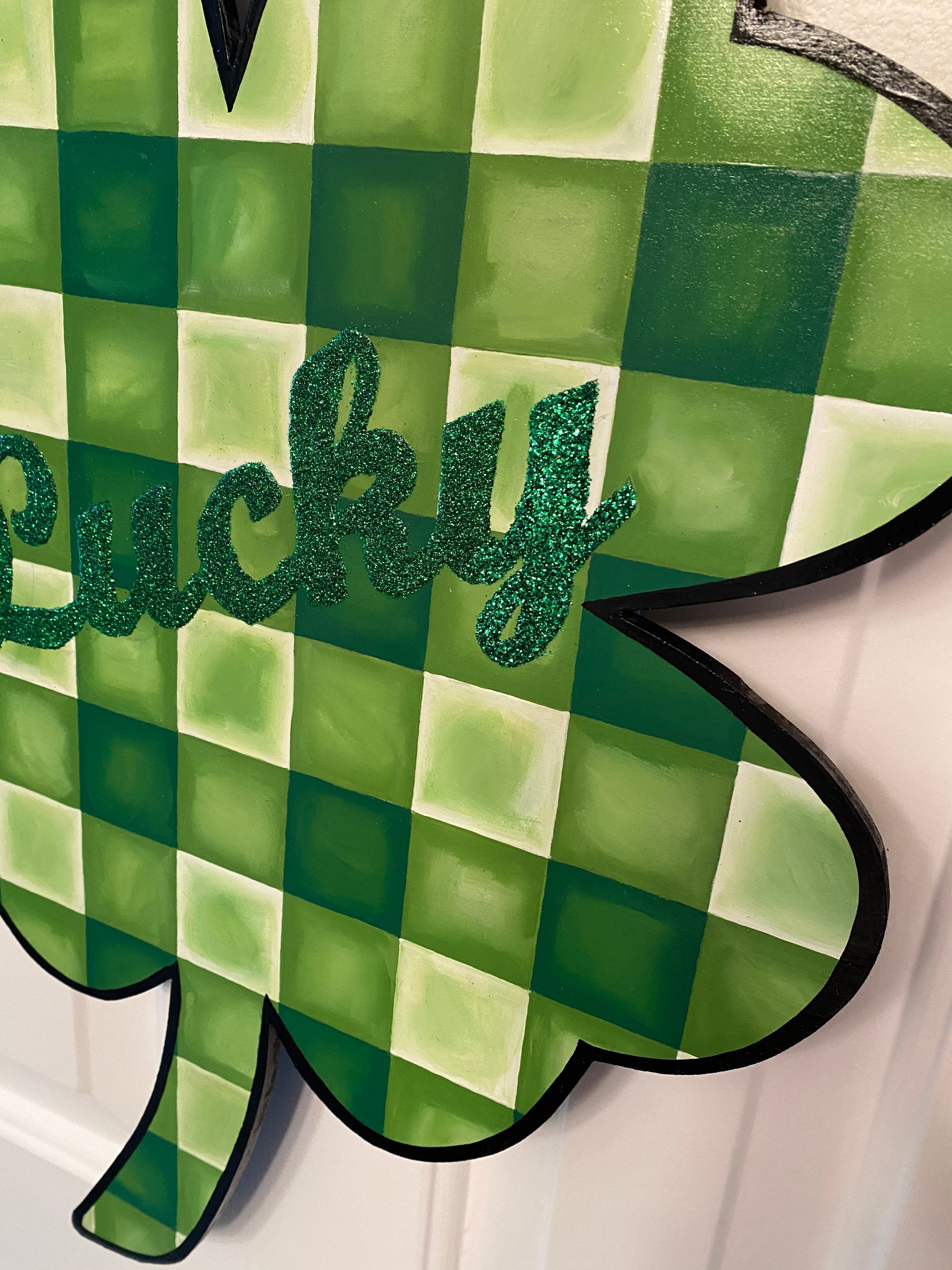 4 Leaf Clover Hand Painted Wooden Door Hanger for St. Etsy