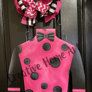 Jockey Silk Hand Painted Wooden Door Hanger - Pink with green dots Kentucky Derby Jockey Silk Derby Wreath Kentucky Derby Wreath