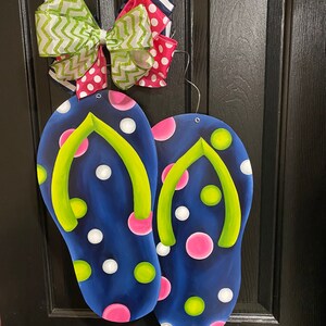 Flip Flop Summer Door Hanger Flip Flop Summer Wreath Hand Painted ...