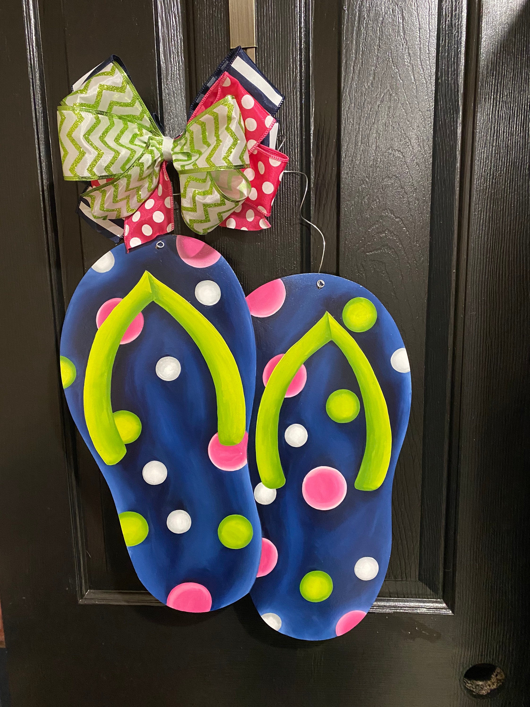 Flip Flop Summer Door Hanger Flip Flop Summer Wreath Hand Painted ...