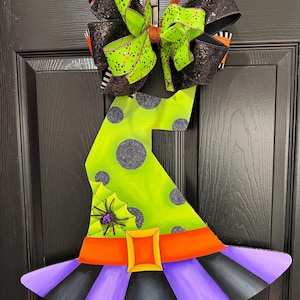 Witch Hat Door Hanger, Fall Door Hanger, Halloween Door Hanger Wreath, Witch Hat Porch Decorations,  Halloween Witch Hat Door Hanger