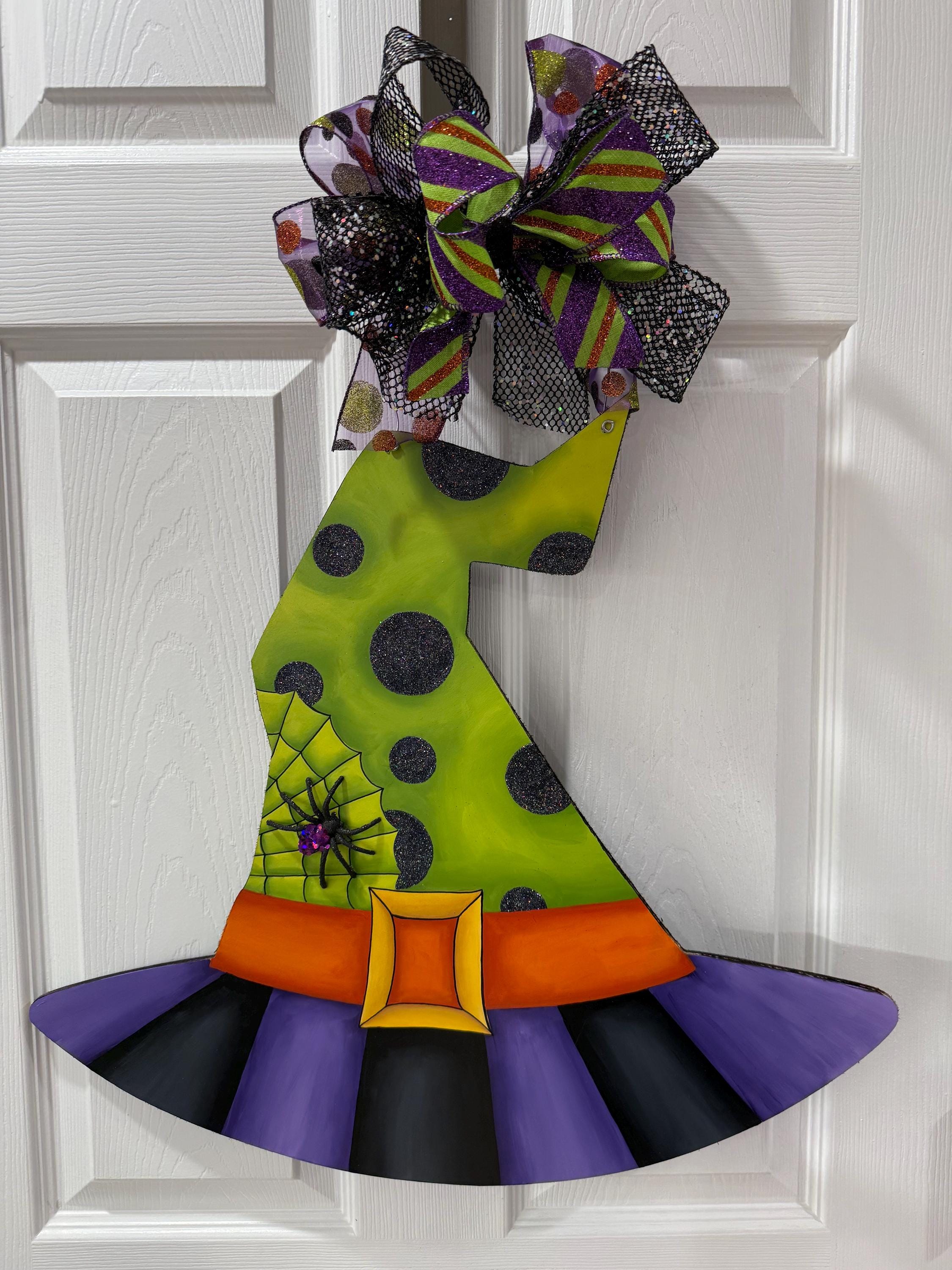 Witch Hat Door Hanger, Fall Door Hanger, Halloween Door Hanger Wreath ...