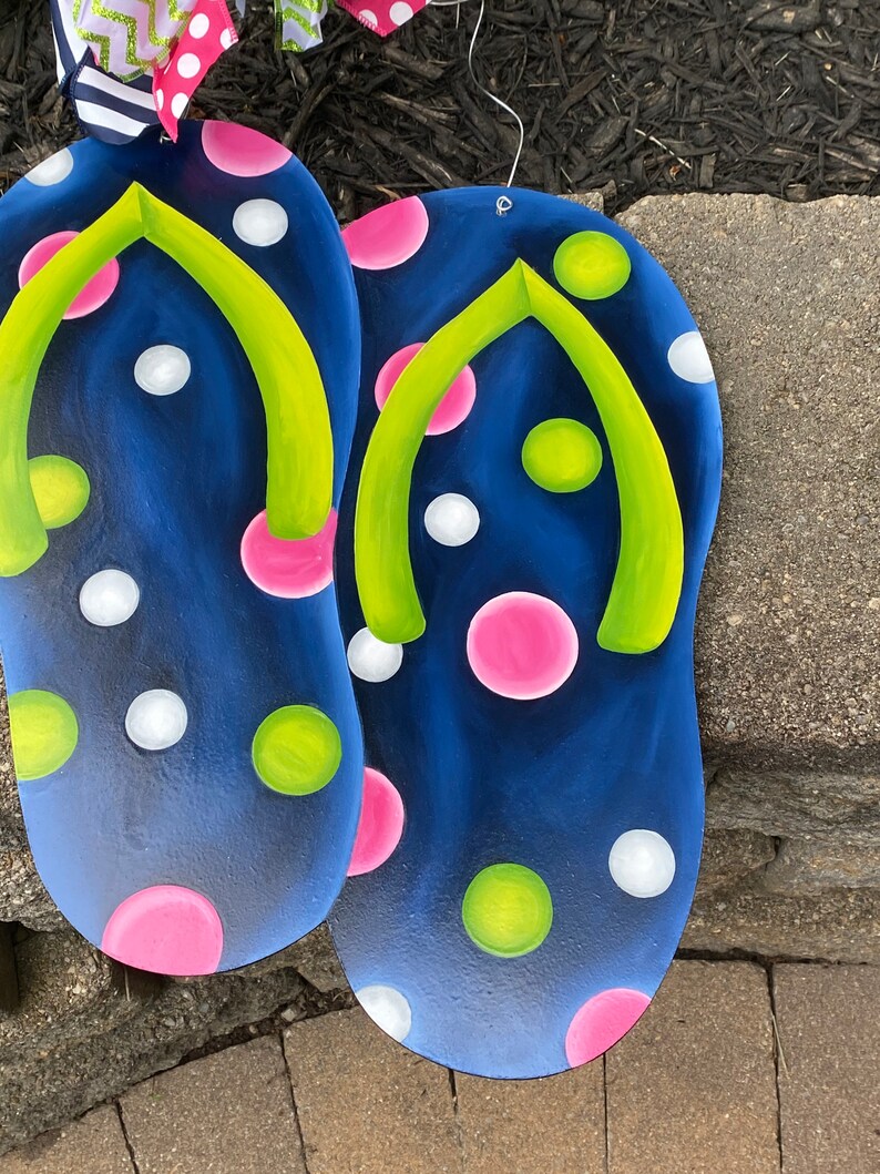 Flip Flop Summer Door Hanger Flip Flop Summer Wreath Hand Painted ...