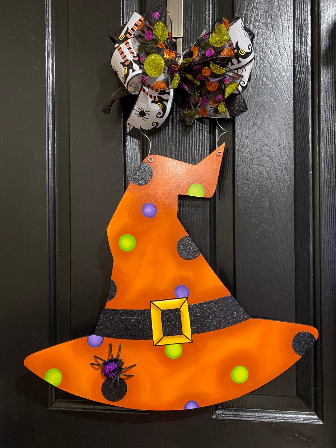 Witch Hat Door Hanger Whimsical Witch Hat Wreath Halloween Door and Porch Decoration Fall Door Hanger Halloween Door Hanger Handmade Etsy