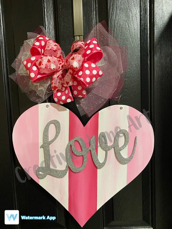 Valentine's Door Hanger Personalized Door Hanger Heart Door Decor  Valentine's Day Wreath Valentines Decor Valentines Decorations 