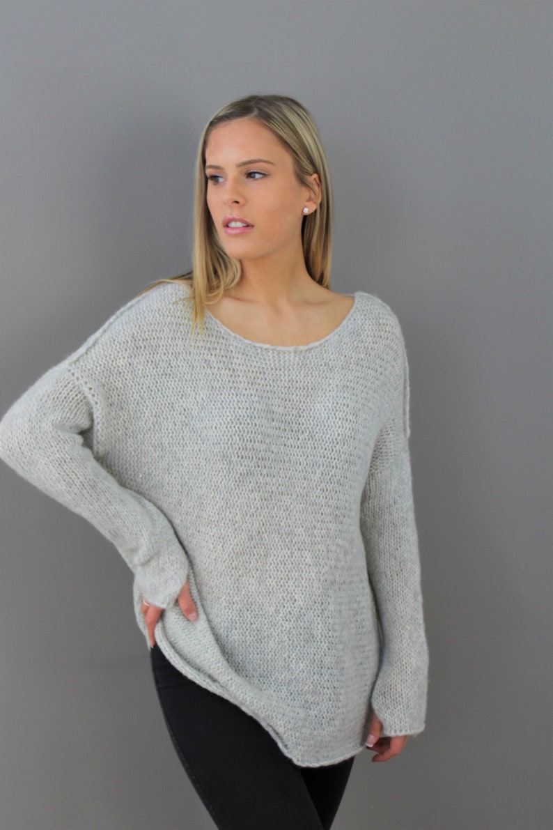 Pull en maille femme alpaga. Ultraléger trous de pouce. Etsy