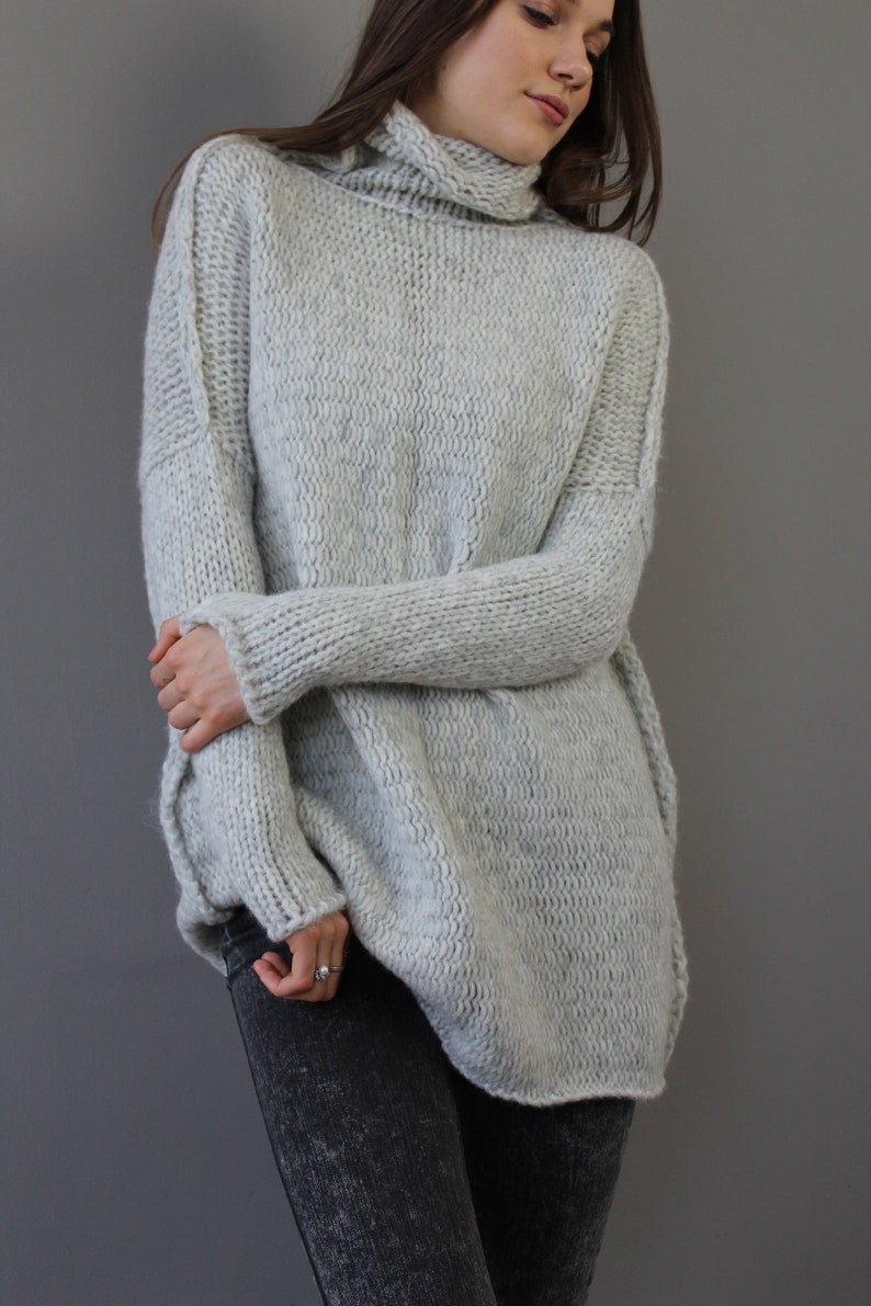 Oversized Chunky Alpaca Wool Woman Knit Sweater. Thumb Holes | Etsy