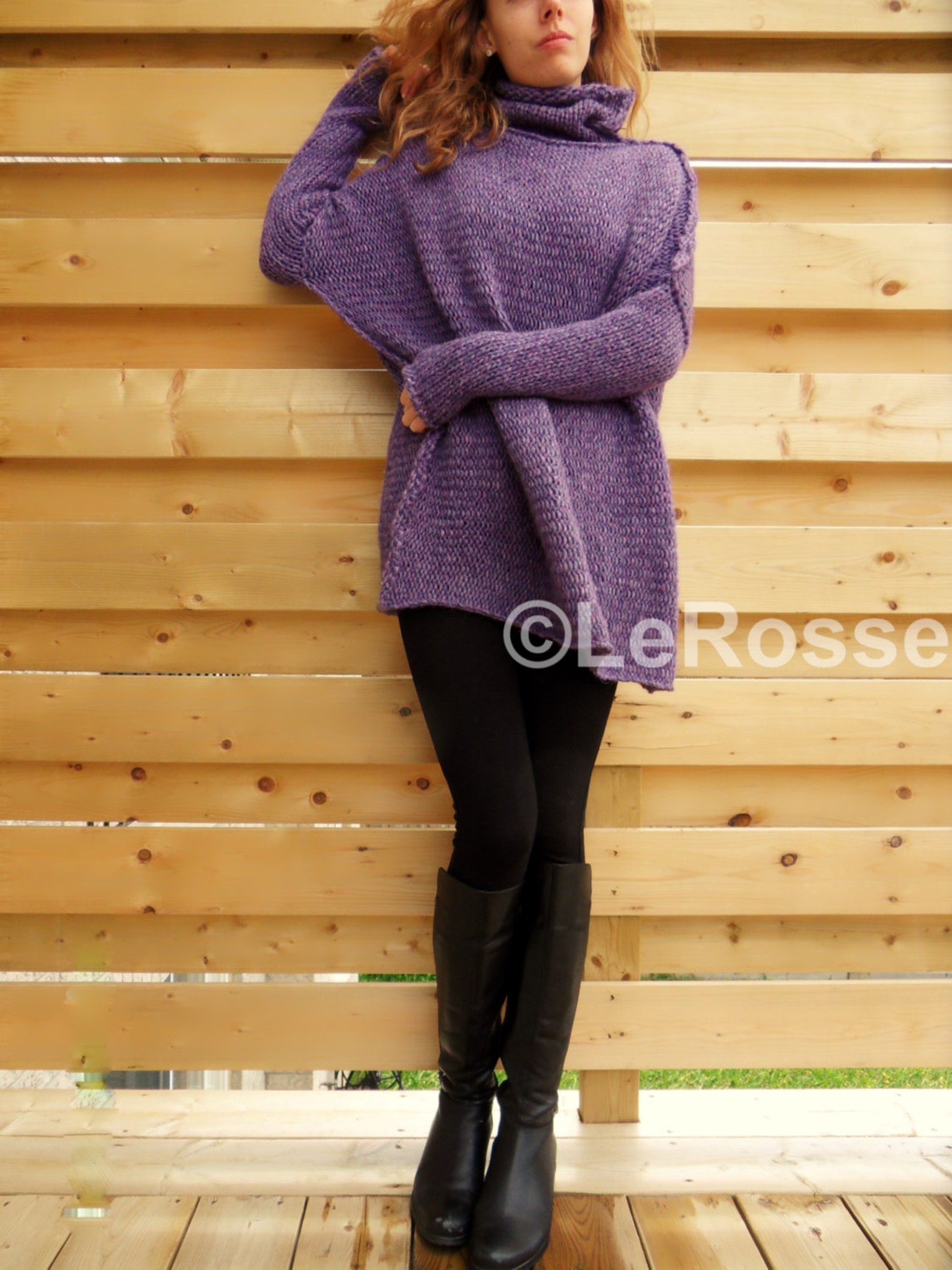 Women’s Oversized Turtleneck Knit Sweater for Daily Comfort