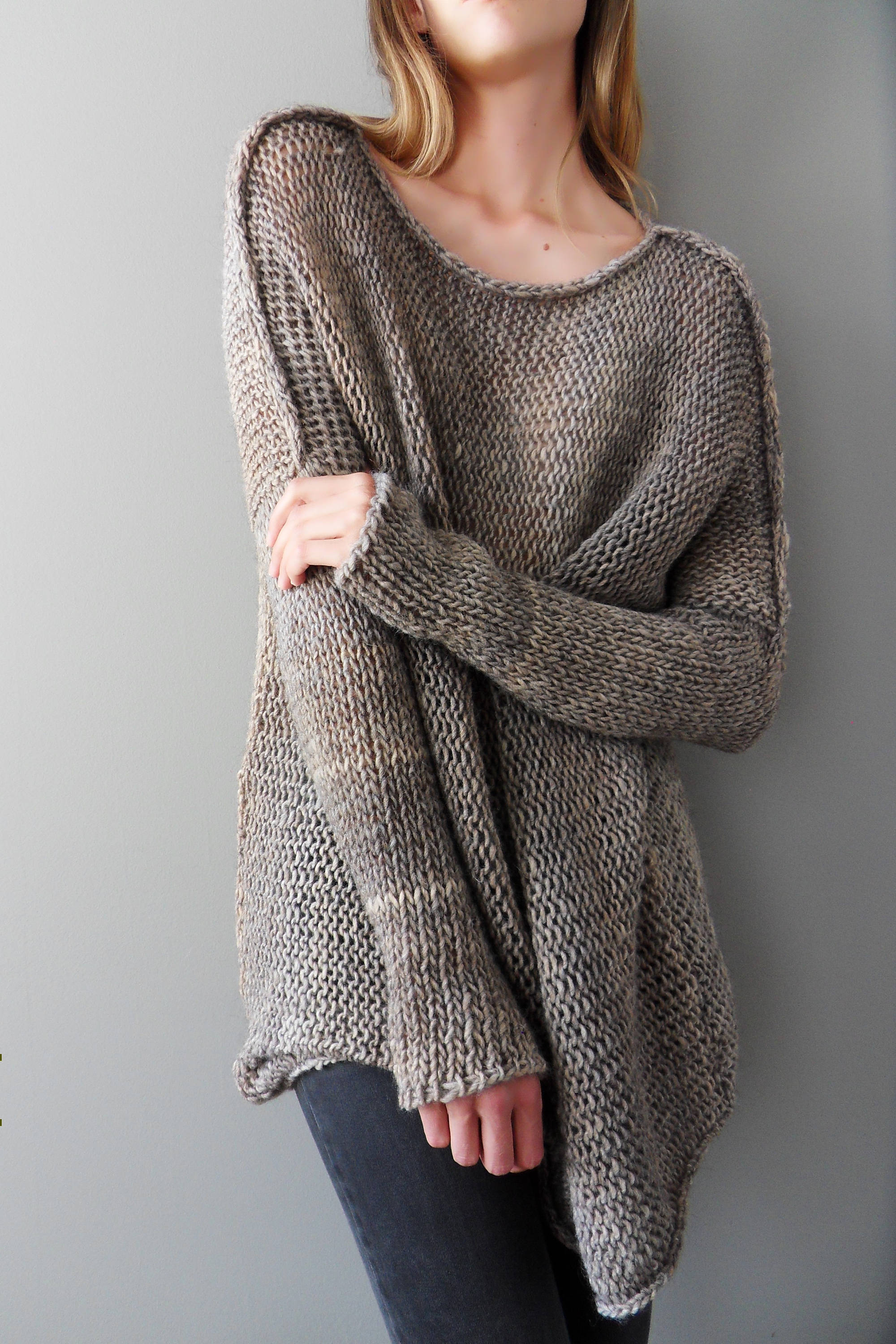 Alpaca Oversized Slouchy sweater. Chunky knit tunic. Thumb | Etsy