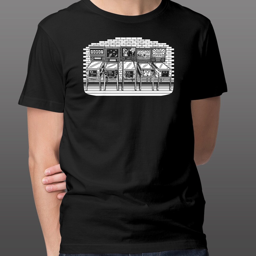 Pinball Tshirt Hand Drawn Pinball Shirt of Pinball Machines in Arcade Original Pinball Shirt