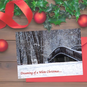 Um país das maravilhas do inverno fotografado em Michigan cria um elegante cartão de Natal para download e impressão sob demanda para colegas, amigos e familiares.