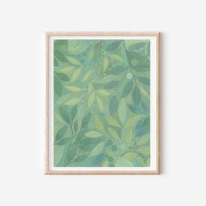Abstract Sage Floral Print, Woodland Forest Leaves, Olive Green Jungle Foliage, Botanical Nature, Calm Rainforest Plant, Soothing Pastel