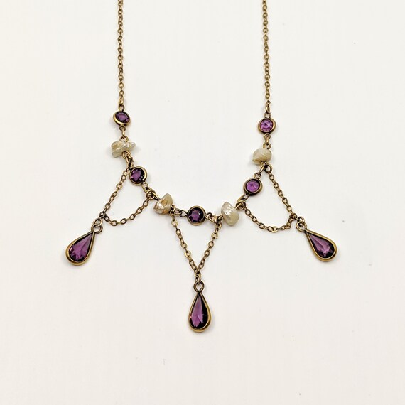 Edwardian Pearl and Paste Festoon Necklace