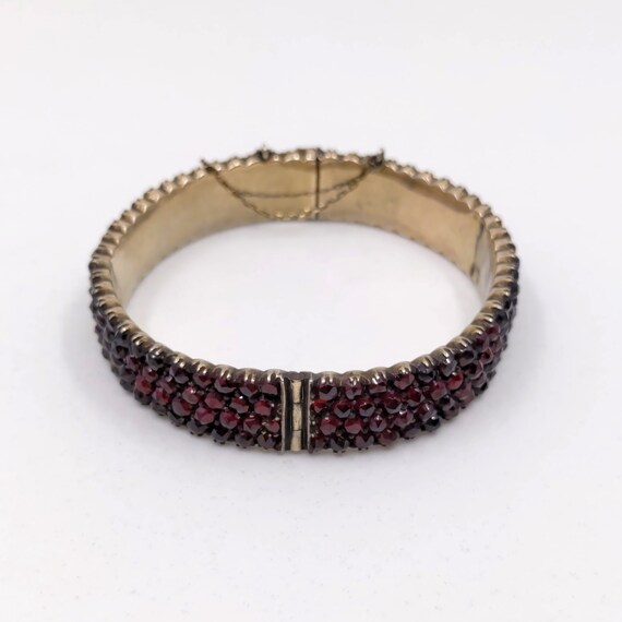 Antique Bohemian Garnet Bangle Bracelet - image 3