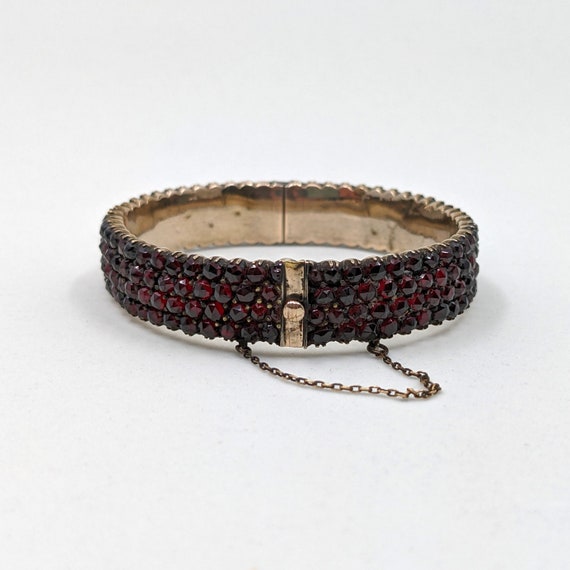 Antique Bohemian Garnet Bangle Bracelet - image 5