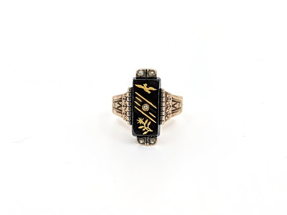 Victorian Carved Onyx Mourning Ring