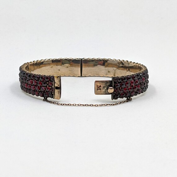 Antique Bohemian Garnet Bangle Bracelet - image 4