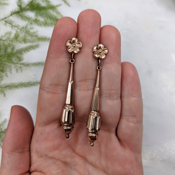 Antique Georgian Rose Gold Dangle Torpedo Earrings