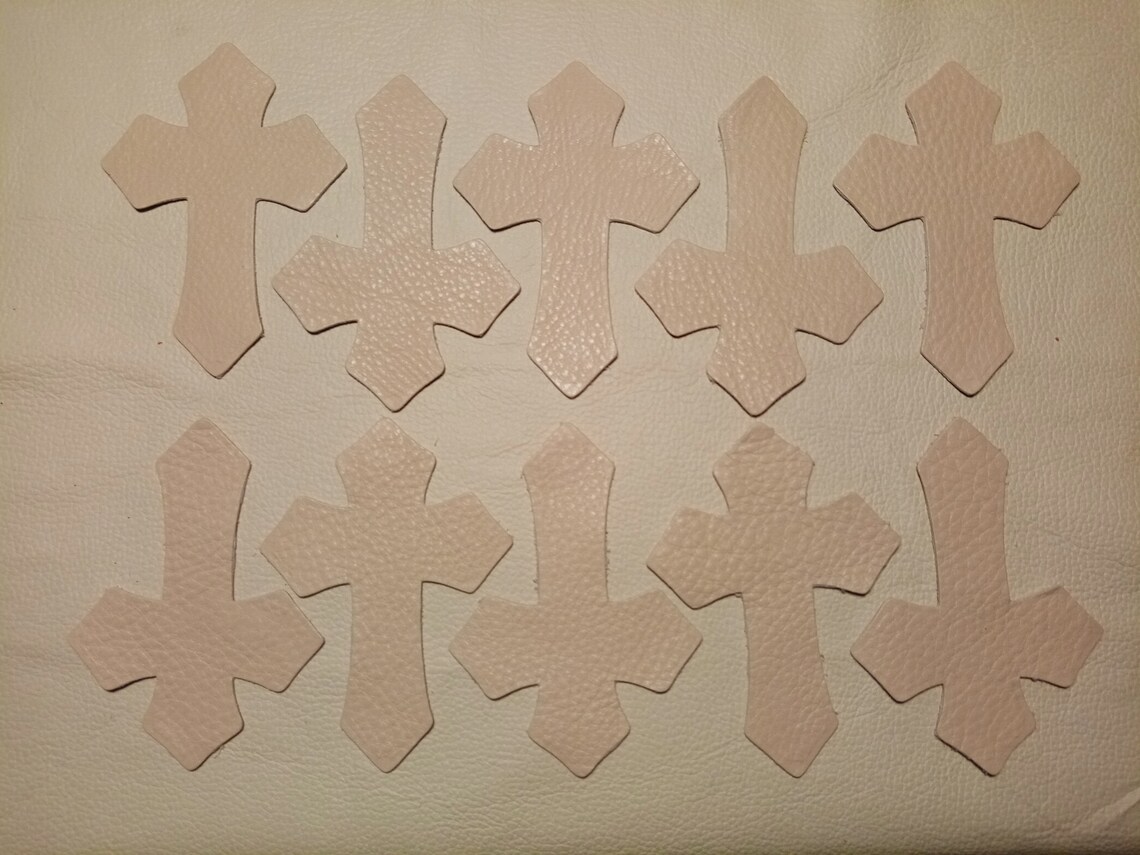 10 Leather Die Cut Crosses Patches Craft Sewing. Etsy
